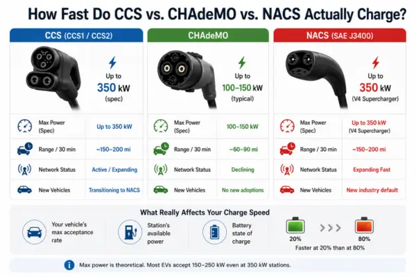 How fast do CCS vs. CHAdeMO vs. NACS actually charge | Dorleco | VCU, CAN keypads, CAN display supplier, and Engineering and Staffing Service Provider