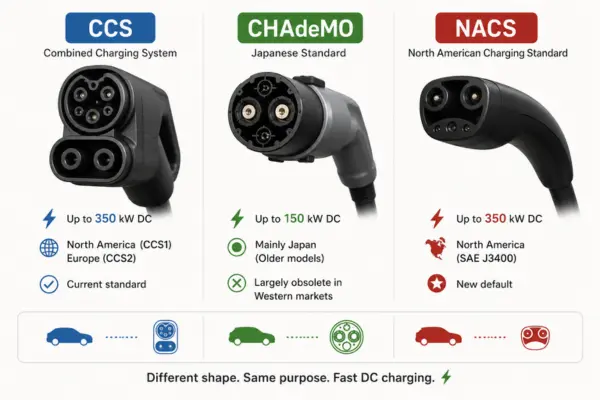 What are CCS vs. CHAdeMO vs. NACS? | Dorleco | VCU, CAN keypads, CAN display supplier, and Engineering and Staffing Service Provider