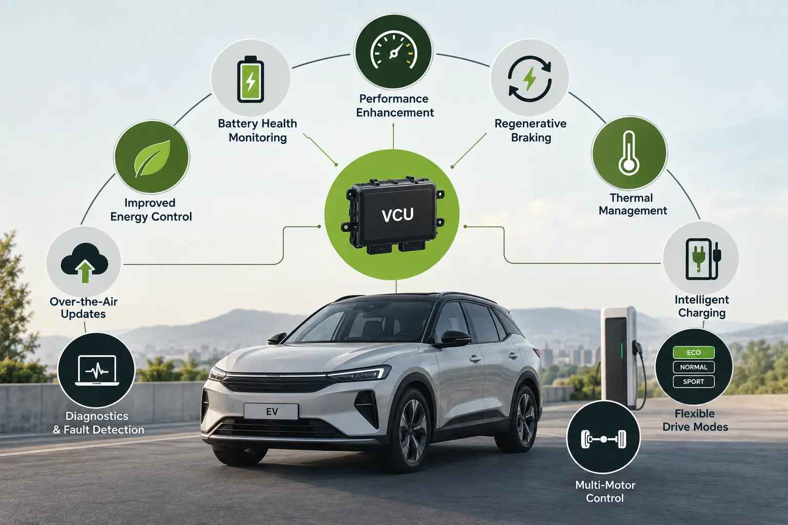 Benefits of VCUs in Electric Powertrains | Vehicle Control Unit (VCU), CAN Keypads, Smartview Display Supplier, Engineering Solutions Provider & Software-Defined Vehicles (SDV) Solution