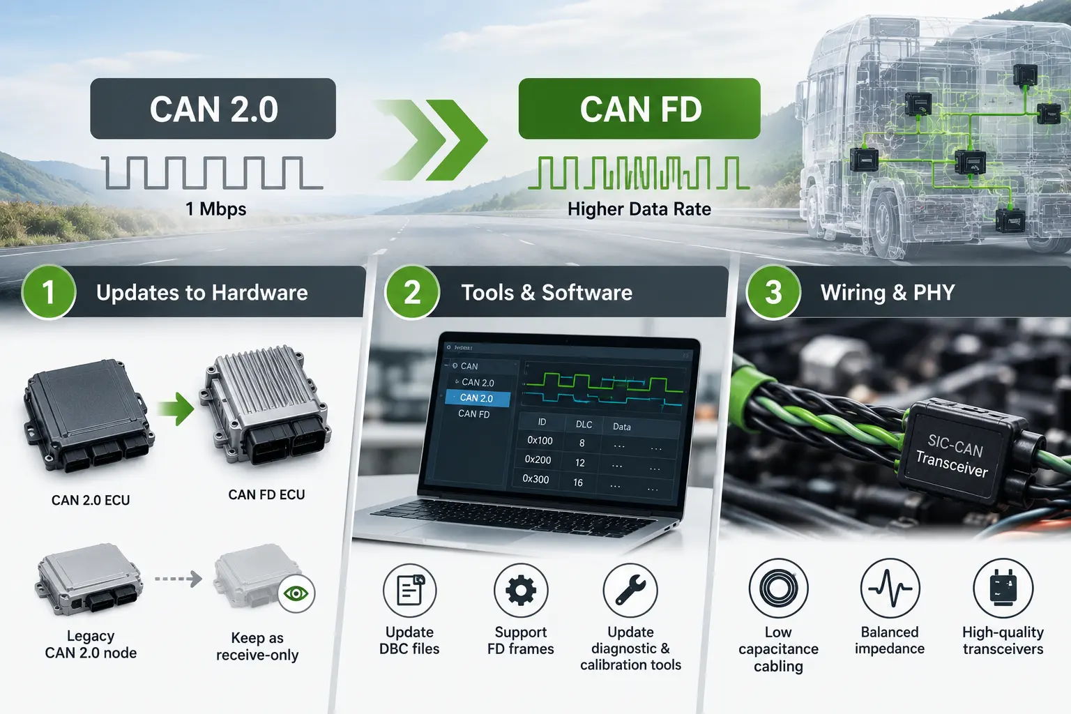 Making the switch to CAN FD from CAN 2.0 | Vehicle Control Unit (VCU), CAN Keypads, Smartview Display Supplier, Engineering Solutions Provider & Software-Defined Vehicles (SDV) Solution Provider